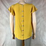 Andree by Unit ANDREE Flutter Sleeve Mustard Yellow Tie Front Top SMALL Photo 1