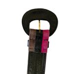 Jaeger Vintage  Mod Striped Pink Brown Suede Black Leather Wide Belt - Size 30" Photo 4