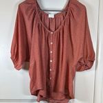 By Together  Mauve Polka Dot Button Down Blouse Size Med EUC #5566 Photo 0