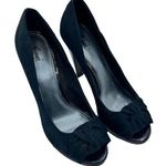 Fioni NAVY BLUE PEEP TOE HEELS WITH BOW SIZE 10 Photo 0