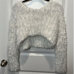 Le lis  Fuzzy Cropped Sweater Small White Women’s Knit Long Sleeve Juniors Photo 0