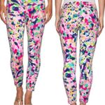 Lilly Pulitzer WEEKENDER PINA COLADA CLUB PINK GREEN LEGGING PANTS M Photo 2