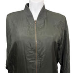 Vintage Imprints 100% Silk Bomber Jacket Olive Green Zip Front Size XL Photo 1