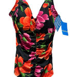 Maxine of Hollywood One-Piece Swimsuit Floral Black Size 20W Ruched V-Neck NWT Photo 0