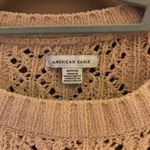 American Eagle chenille Pointelle cropped sweater tan size small Photo 2