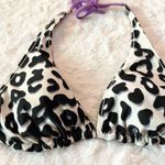 Reversible Triangle Cup Halter Bikini Top Purple Floral Animal Print Size M/L Size M Photo 4