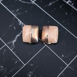 Vintage Clip On Earrings Swirly Light Peach Tones & Metallic Square Photo 1