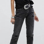 One Teaspoon One X High Waist Awesome Baggies Black Distressed Jeans Sz 28 Photo 0