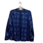 Vince  Blue Winter Tie Dye Silk Long-Sleeve Button-Down Blouse Sz 4 Photo 1