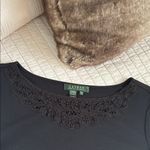 Ralph Lauren  Vtg cotton black cottage crochet knit appliqué T-shirt XL Photo 1