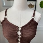 Pretty Little Thing NWT  Chocolate Brown Textured Ring Detail BodyCon Cut Out Midi Photo 5