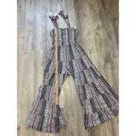 Storia ‎ Striped Smocked Jumpsuit Tie Strap Tiered Wide Leg Boho Chic Photo 8
