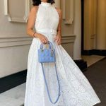 ZARA  maxi sun dress boho crochet belt lace halter flowy summer vacation Photo 8