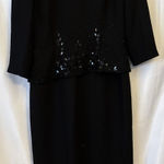 Donna Morgan  Black Beaded & Sequins Formal Dress Covered Buttoned Zipper.  10 Photo 0