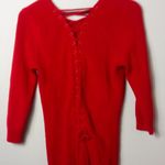 Soho  NY Jeans M Bright Red Lace Up Back Top Photo 1