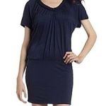 Anthropologie ELLA MOSS Odela Braid V-Neck Dress Navy Blue Blouson Mini Dress S Photo 0