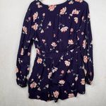 Anthropologie NWT Urban Outfitters Ecote Purple Floral Plunge V-Neck Long Sleeve Romper-10 Photo 3