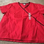 Cherokee  Women's Scrub Top Nurse Medical Size Small Red & Black Photo 0