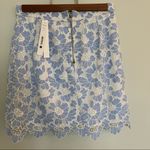 AQUA Blue and White Floral Lace Skirt from Bloomingdales Photo 1