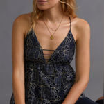 Anthropologie Sachin & Babi Navy and Gold Lace Dress Photo 0