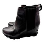 Sorel Joan of Arctic Wedge II Chelsea Waterproof Boots Burgundy Leather Size 7.5 Photo 3