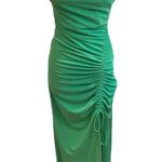 ZARA NWT  Green Long Dress Ruched Body Con M Photo 2