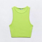 ZARA Lime Green Sleeveless Crop Top Photo 0