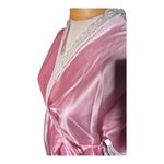 Vtg 1980s Denise Bubblegum Pink Satin Dot Textured Short Sleeve Lace Trim Robe M Size M Photo 3
