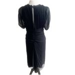 Vintage Diane Von Furstenburg Size 10 100% Silk Sheath Dress Ruched Chiffon Black Photo 2