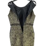 Carmen Marc Valvo Dress 10 Black Gold Floral Brocade Jacquard Beaded Cocktail Photo 5