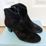 Antonio Melani  Black Suede Booties Women’s 9 Almond Toe Block Heel Ankle Photo 1