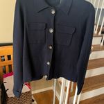 T Tahari  Midnight Blue Button-Up Blazer Photo 0