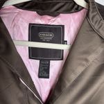 Coach  Leatherware Long Jacket Trench Coat Brown Pink Silk Lining Size 2 Women's Photo 2