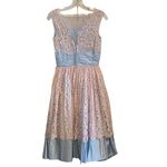 Vintage 50s Ice Blue taffeta & Pink Lace formal party prom bridesmaid dress Photo 4