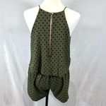 fab'rik Army green and black polka dot tie front romper with pockets size medium Photo 5