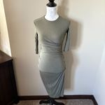 Helmut Lang  Nova Ruched Bodycon Dress Womens Size Xsmall Gray Long Sleeve Photo 1