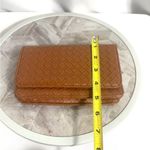 Source Unknown Woven Tan Trifold Wallet Faux Leather Snap Closure 8”x4.5” Photo 5