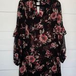 White House | Black Market  Women’s XS Black Floral Ruffle Mini Dress Tiered Photo 0
