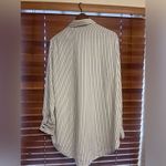 Vintage Dalia Pinstripe Blouse | Size XL White & Navy Striped Button Down Black Photo 1