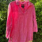 Tahari S 100% Linen  Top pink with button detail on sides Photo 0
