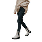 Calvin Klein Anissa Shearling Platform Chelsea Boots Women 7M Ivory Trendy Chic Photo 1