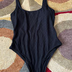Aerie One Piece Bathing Suit Cheeky Black Textured Swim Swimwear Women’s Large Photo 0