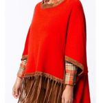 NWOT Tyler Boe Cotton Cashmere Blend Fringe Poncho Red Size undefined Photo 1