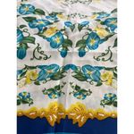 Vintage Woman Scarf Godiva Blue White Green Yellow Silk Morning Glory Classic Photo 2