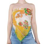 Vintage 60s Floral Chiffon Square Scarf Wraps Photo 1