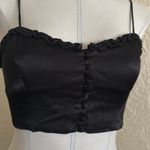 ZARA Black Satin Cropped Bustier Button Front Cami Tank Top Medium Photo 2