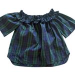 Vineyard Vines  Womens Plaid Off-The-Shoulder Top S Cotton/Nylon Blend Photo 0