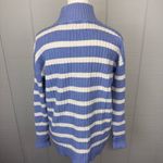Loft  Blue White Striped Ribbed Turtleneck Sweater Long Sleeve Oversized Size XS Photo 3