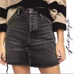 We The Free NWT Free People Brea Cut Off Denim Mini Skirt High Rise Faded Black Size 24 Photo 0