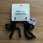 Free People  Brandy Bow‎ Dangles Beaded Earrings - Black - NWT Photo 3